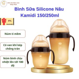 Bình Sữa Kamidi Chất Liệu Silicon Nâu Dung Tích 150ml